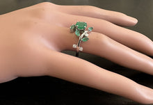 Load image into Gallery viewer, 2.00 Carats Impressive Natural Emerald and Diamond 14K White Gold Ring