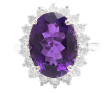 Load image into Gallery viewer, 6.55 Carats Natural Amethyst and Diamond 14K Solid White Gold Ring