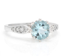 Load image into Gallery viewer, 1.82 Carats Impressive Natural Aquamarine and Diamond 14K Solid White Gold Ring