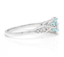 Load image into Gallery viewer, 1.82 Carats Impressive Natural Aquamarine and Diamond 14K Solid White Gold Ring