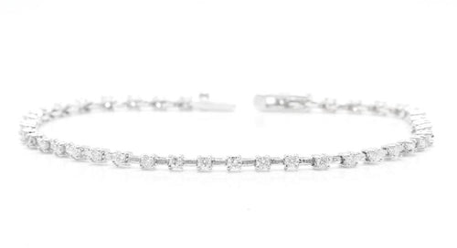 Very Impressive 1.40 Carats Natural Diamond 14K Solid White Gold Bracelet