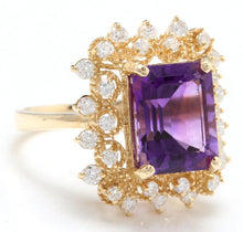 Load image into Gallery viewer, 5.80 Carats Impressive Natural Amethyst and Diamond 14K Solid Yellow Gold Ring