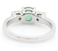 Load image into Gallery viewer, 1.32 Carats Natural Emerald and Diamond 14K Solid White Gold Ring