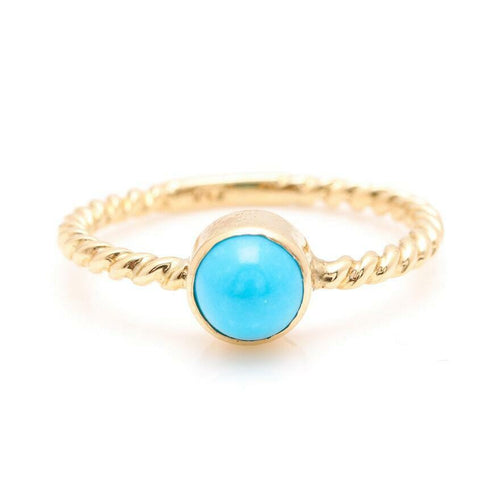 Splendid Exquisite Natural Turquoise 14K Solid Yellow Gold Ring