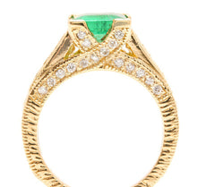 Load image into Gallery viewer, 2.60 Carats Natural Emerald and Diamond 14K Solid Yellow Gold Ring