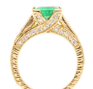 2.60 Carats Natural Emerald and Diamond 14K Solid Yellow Gold Ring