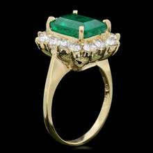 Load image into Gallery viewer, 4.60 Carats Natural Emerald and Diamond 18K Solid Yellow Gold Ring