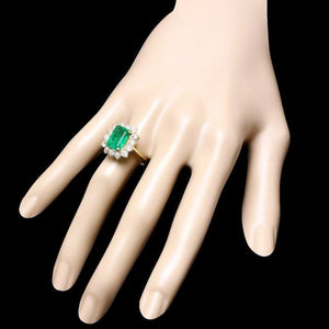 4.60 Carats Natural Emerald and Diamond 18K Solid Yellow Gold Ring