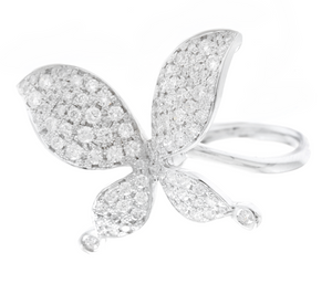 1.15Ct Splendid Natural Diamond 14K Solid White Gold Flower Ring