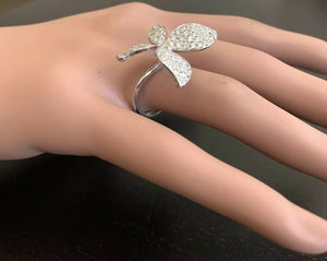 1.15Ct Splendid Natural Diamond 14K Solid White Gold Flower Ring