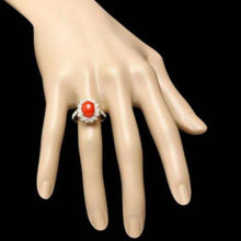 Load image into Gallery viewer, 4.00 Carats Impressive Coral and Diamond 14K Yellow Gold Ring