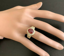 Load image into Gallery viewer, 7.15 Carats Red Ruby and Natural Diamond 14k Solid Yellow Gold Ring