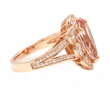 Load image into Gallery viewer, 5.10 Carats Exquisite Natural Morganite and Diamond 14K Solid Rose Gold Ring