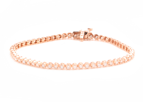 3.00 Carats Natural Diamond 14k Solid Rose Gold Bracelet