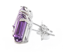 Load image into Gallery viewer, 7.45 Carats Natural Amethyst 14k Solid White Gold Stud Earrings