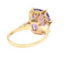 Load image into Gallery viewer, 4.08 Carats Natural Amethyst and Diamond 14k Solid Yellow Gold Ring