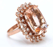 Load image into Gallery viewer, 19.20 Carats Exquisite Natural Peach Morganite and Diamond 14K Solid Rose Gold Ring