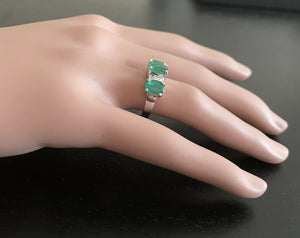 2.85ct Natural Emerald & Diamond 14k Solid White Gold Ring