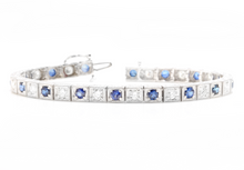 Load image into Gallery viewer, 4.80 Natural Sapphire and Diamond 14k Solid White Gold Bracelet