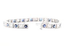 Load image into Gallery viewer, 4.80 Natural Sapphire and Diamond 14k Solid White Gold Bracelet