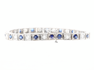 4.80 Natural Sapphire and Diamond 14k Solid White Gold Bracelet