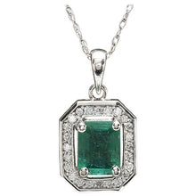 Load image into Gallery viewer, 1.95ct Natural Emerald and Diamond 14k Solid White Gold Necklace