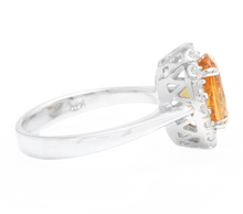 Load image into Gallery viewer, 3.00 Carats Exquisite Natural Madeira Citrine and Diamond 14K Solid White Gold Ring