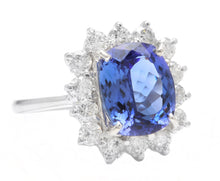 Load image into Gallery viewer, 5.60 Carats Natural Very Nice Looking Tanzanite and Diamond 14K Solid White Gold Ring