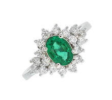 Load image into Gallery viewer, 2.25 Carats Natural Emerald and Diamond 14K Solid White Gold Ring