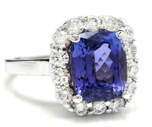 Load image into Gallery viewer, 5.80 Carats Natural Very Nice Looking Tanzanite and Diamond 14K Solid White Gold Ring