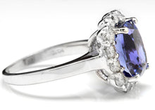 Load image into Gallery viewer, 5.80 Carats Natural Very Nice Looking Tanzanite and Diamond 14K Solid White Gold Ring