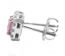 Load image into Gallery viewer, 1.05Ct Natural Pink Sapphire and Diamond 14K Solid White Gold Stud Earrings