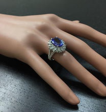 Load image into Gallery viewer, 5.91 Carats Natural Very Nice Looking Tanzanite and Diamond 14K Solid White Gold Ring