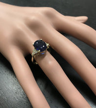 Load image into Gallery viewer, 4.45 Ct Exquisite Natural Blue Sapphire and Diamond 14K Solid Yellow Gold Ring