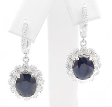 Load image into Gallery viewer, Exquisite 12.30 Carats Natural Sapphire and Diamond 14K Solid White Gold Earrings