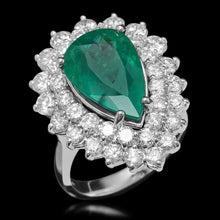 Load image into Gallery viewer, 7.50 Carats Natural Emerald and Diamond 14K Solid White Gold Ring