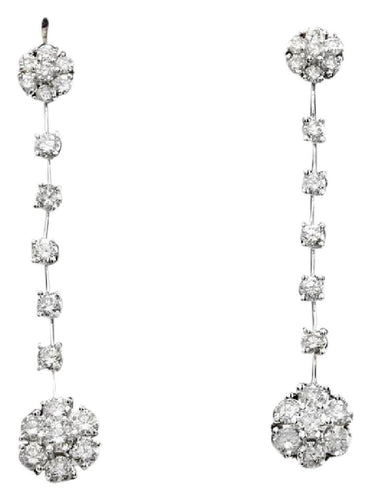 Exquisite 2.10 Carats Natural VS1-VS2 Diamond 14K Solid White Gold Earrings