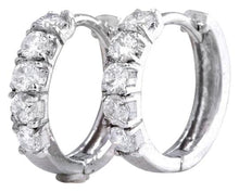 Load image into Gallery viewer, Exquisite .75 Carats Natural Diamond 14K Solid White Gold Hoop Earrings