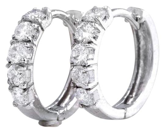 Exquisite .75 Carats Natural Diamond 14K Solid White Gold Hoop Earrings