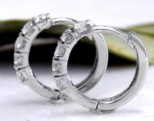 Load image into Gallery viewer, Exquisite .75 Carats Natural Diamond 14K Solid White Gold Hoop Earrings