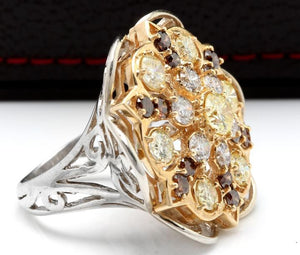 Splendid 5.00 Carats Natural VS Diamond 14K Solid Two-Tone Gold Ring