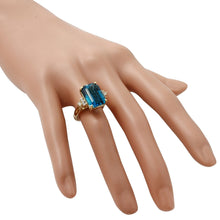 Load image into Gallery viewer, 9.85 Carats Natural Impressive London Blue Topaz and Diamond 14K Yellow Gold Ring