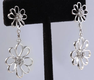 Exquisite .85 Carats Natural Diamond 18K Solid White Gold Earrings