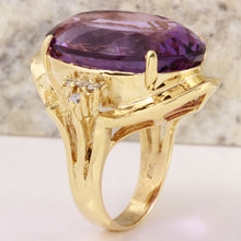 Load image into Gallery viewer, 25.25 Carats Natural Amethyst and Diamond 14K Solid Yellow Gold Ring