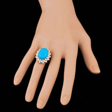 Load image into Gallery viewer, 11.30 Carats Natural Turquoise and Diamond 14K Solid Rose Gold Ring