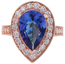 Load image into Gallery viewer, 3.90 Carats Natural Very Nice Looking Tanzanite and Diamond 14K Solid Rose Gold Ring