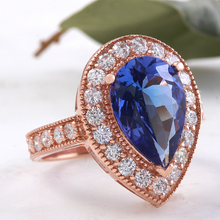 Load image into Gallery viewer, 3.90 Carats Natural Very Nice Looking Tanzanite and Diamond 14K Solid Rose Gold Ring