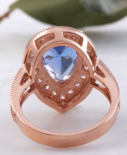 Load image into Gallery viewer, 3.90 Carats Natural Very Nice Looking Tanzanite and Diamond 14K Solid Rose Gold Ring