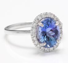 Load image into Gallery viewer, 3.40 Carats Natural Very Nice Looking Tanzanite and Diamond 14K Solid White Gold Ring