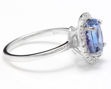 Load image into Gallery viewer, 3.40 Carats Natural Very Nice Looking Tanzanite and Diamond 14K Solid White Gold Ring